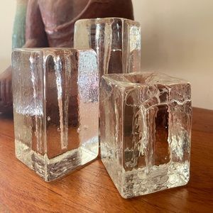 Ice block candle holders
